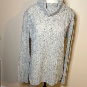 Quinn size L women’s grey soft pull over cozy turtle neck sweater